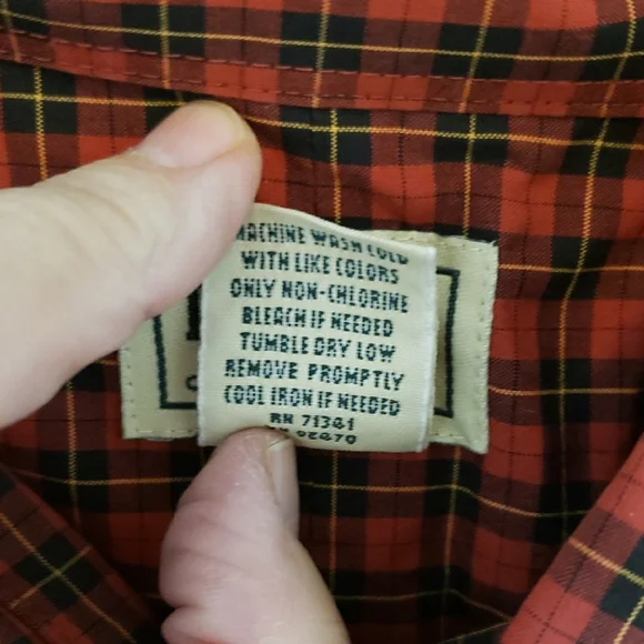 L.L. Bean Men's Red Plaid Button Down Shirt - Picture 3 of 5